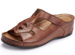 Gemini Pantolette mit dekorativem Gummizug COGNAC