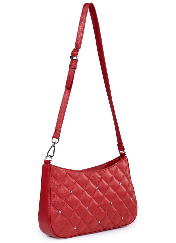 Laurina Tasche mit angesagter Steppung und Ziernieten ROT