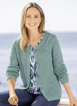 Strickjacke in Netzstrick JADEGRÜN