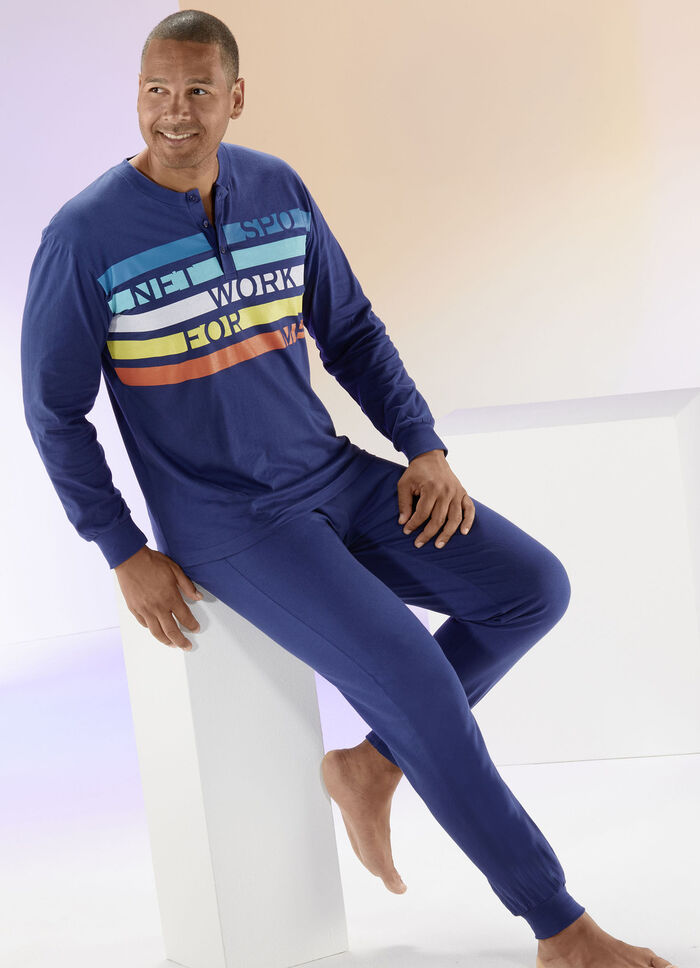 Pyjama mit Knopfleiste und Druckmotiv 