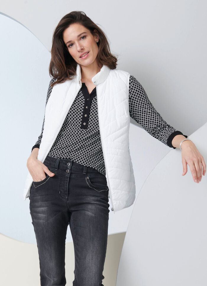 Steppweste mit Kontrastpaspelierung WEISS