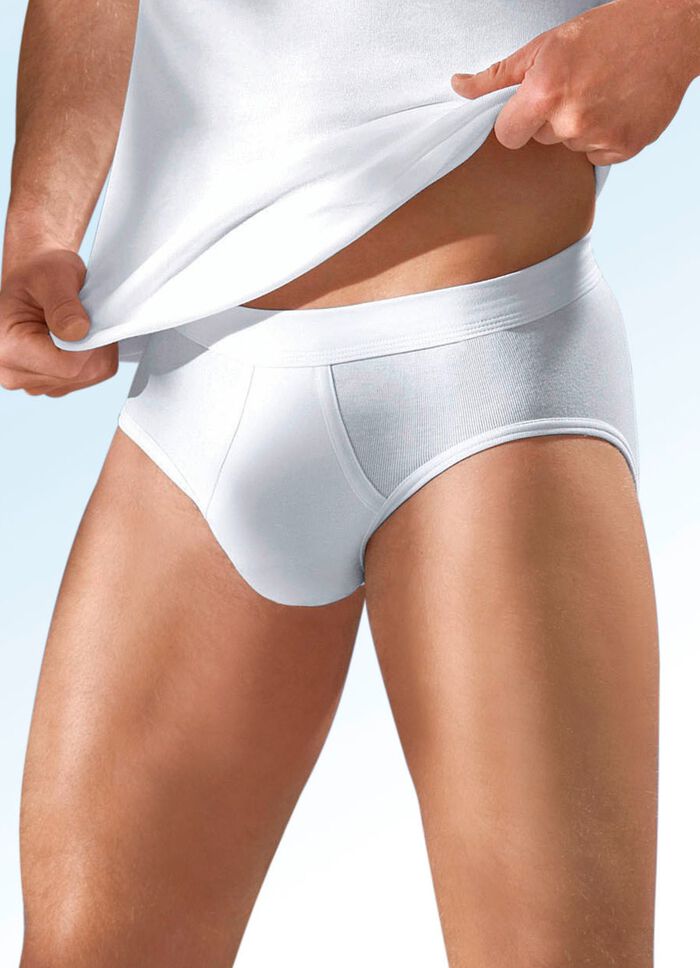 Schiesser Dreierpack Slips aus Feinripp mit Eingriff, weiss 