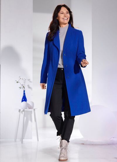 Mantel mit elegant verdeckter Knopfleiste 