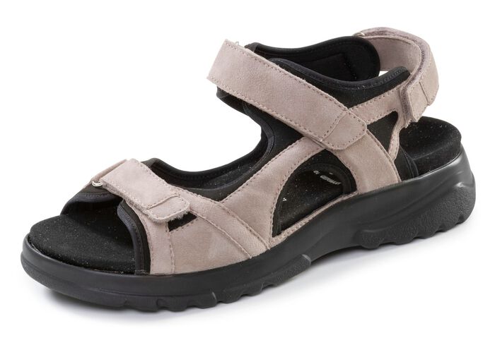 ELENA EDEN, bequeme Damen-Sandalen, Weite H, mit herausnehmbarem Fussbett TAUPE