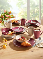 Kombi-Service, 16-teilig, aus Feinsteinzeug im Natur-Look BEIGE-BEERE