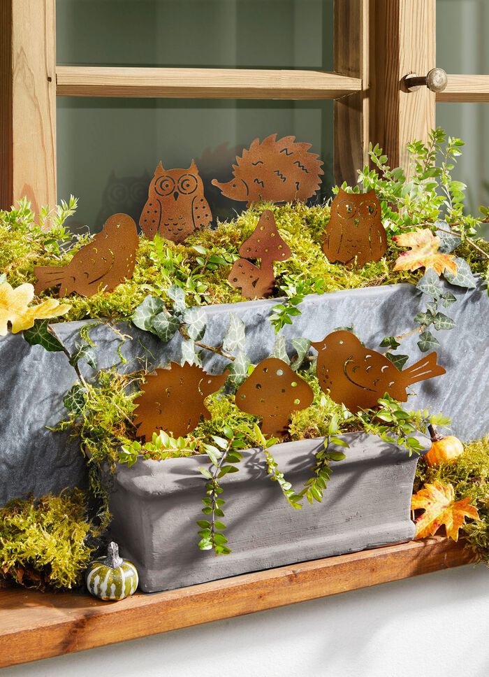 Dekostecker aus gerostetem Metall, 8er-Set 