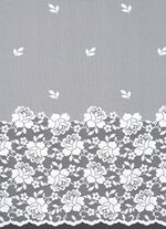 Filigraner Blumenfenster-Vorhang mit Automatikfaltenband 1:3 