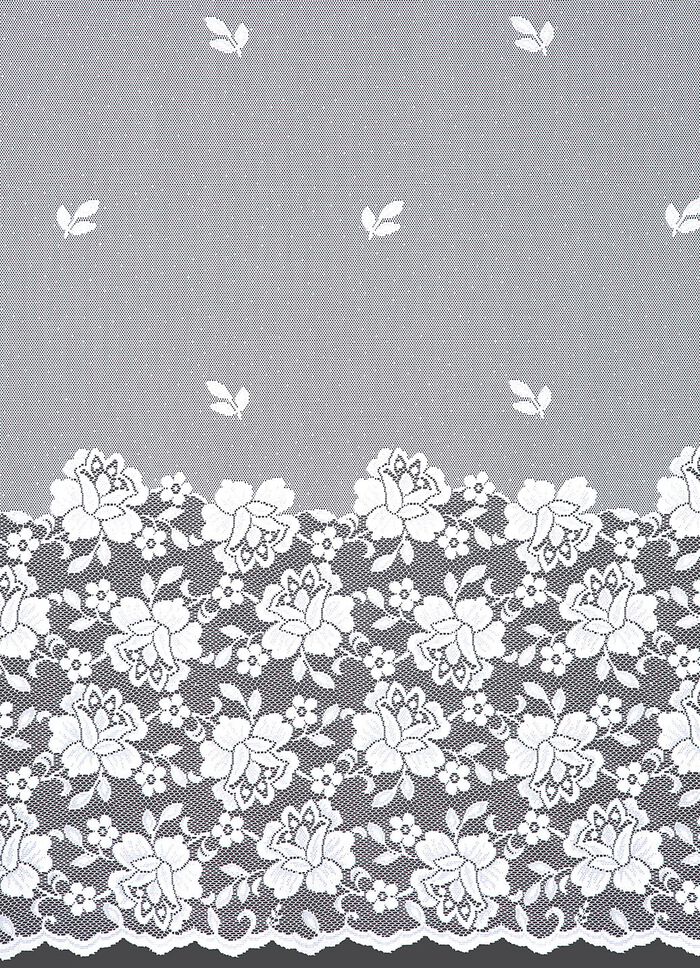 Filigraner Blumenfenster-Vorhang mit Automatikfaltenband 1:3 