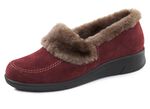 ELENA EDEN, warme Damen-Hausschuhe, Weite H, mit Lammfell BORDEAUX