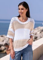 Pulli aus reiner Baumwolle BEIGE-WEISS