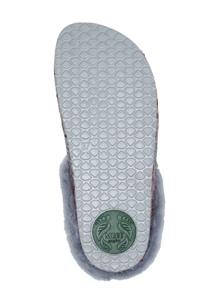 Mubb Wollfilz-Pantoffel mit bunter Bl&uuml;ten-Stickerei GRAU