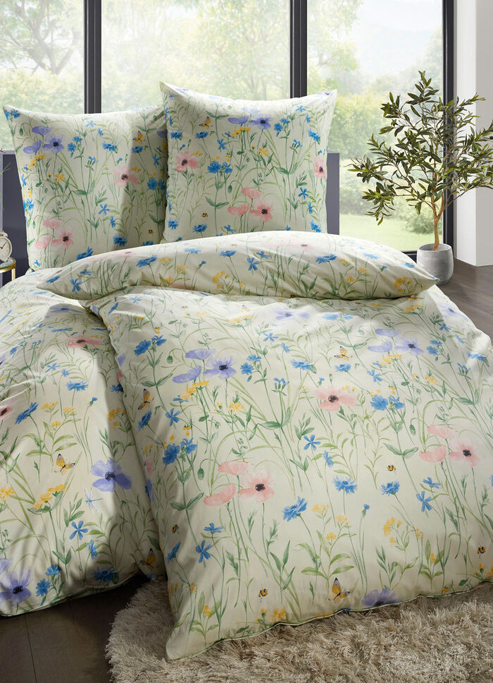 Beidseitig bedruckte Bettwäsche-Garnitur mit Reißverschluss GRÜN