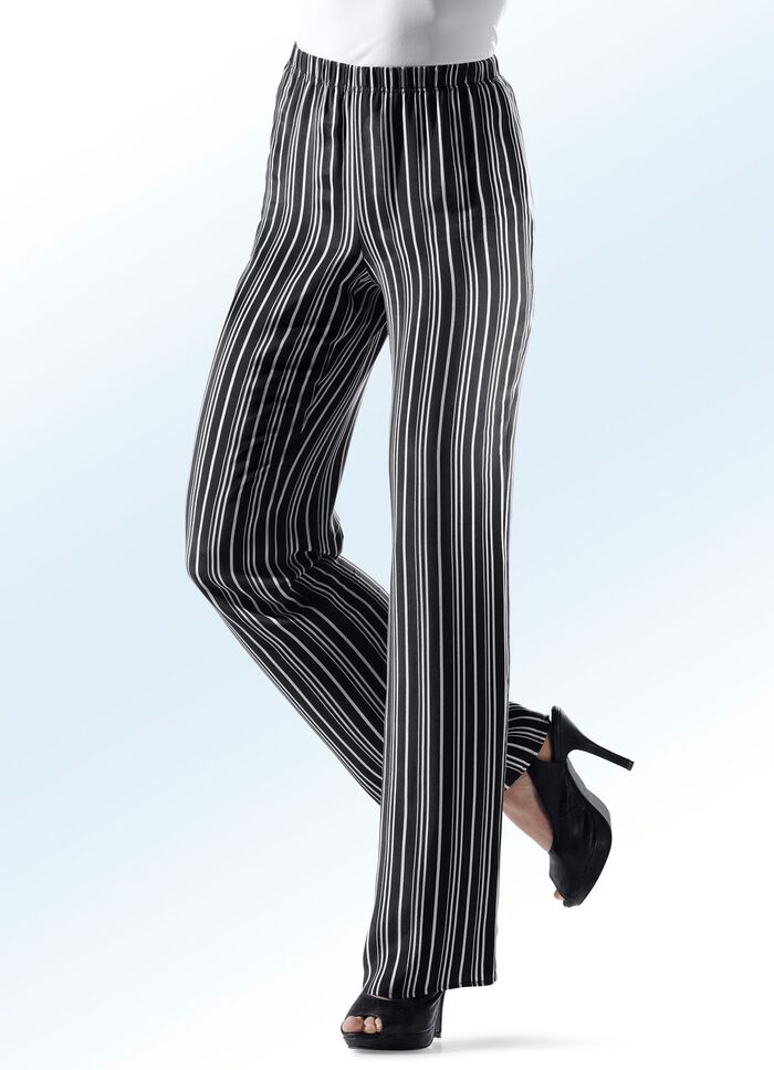 Hose mit aktueller Streifendessinierung SCHWARZ-HELLBEIGE