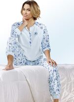 Zweierpack Pyjamas, Langarm und Knopfleiste 1X BLEU-BUNT, 1X ROSÉ-BUNT