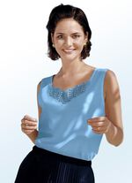 Top mit Plauener Spitze T&Uuml;RKIS