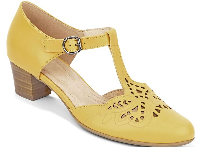 Sandaletten-Pumps aus bestem Kalb-Nappaleder GELB