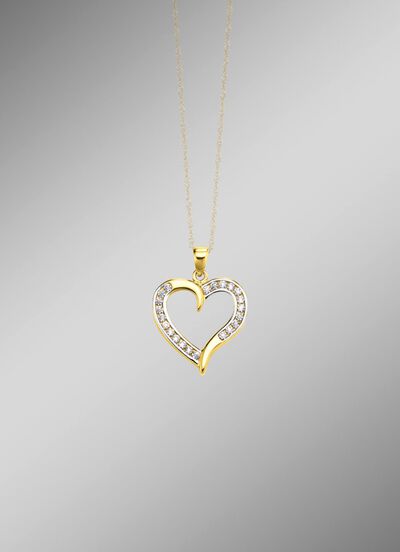 Romantischer Herz-Anh&auml;nger mit synth. Zirkonia 