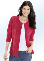 Strickjacke mit Karo-Ajourmuster ROT