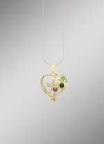 Romantischer Herz-Anh&auml;nger mit Edelsteinen und Diamant 