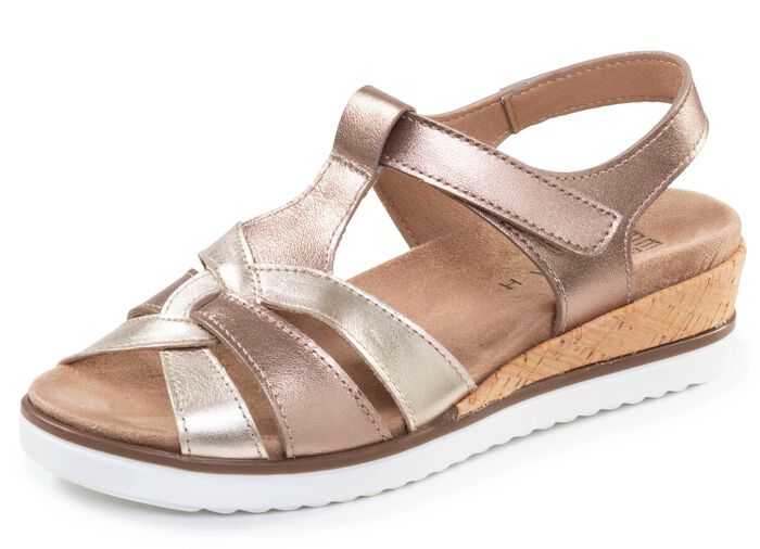 ELENA EDEN, bequeme Damen-Sandalen, Weite H, mit herausnehmbarem Fussbett BRONZE-GOLD