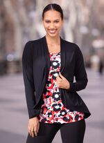 Shirt in abgerunderter Jackenoptik  SCHWARZ-ROT-ROS&Eacute;