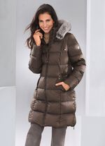 Daunen-Kurzmantel mit abnehmbarer Kapuze 