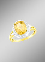 Damenring mit echt Citrin und Diamanten