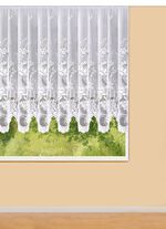 Blumenfenster-Vorhang mit Automatikfaltenband 1:3 und gebogtem Abschluss 