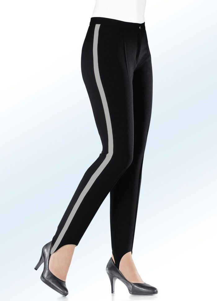 Steghose in Schwarz mit kontrastfarbenem Galonstreifen SCHWARZ-H''GRAU