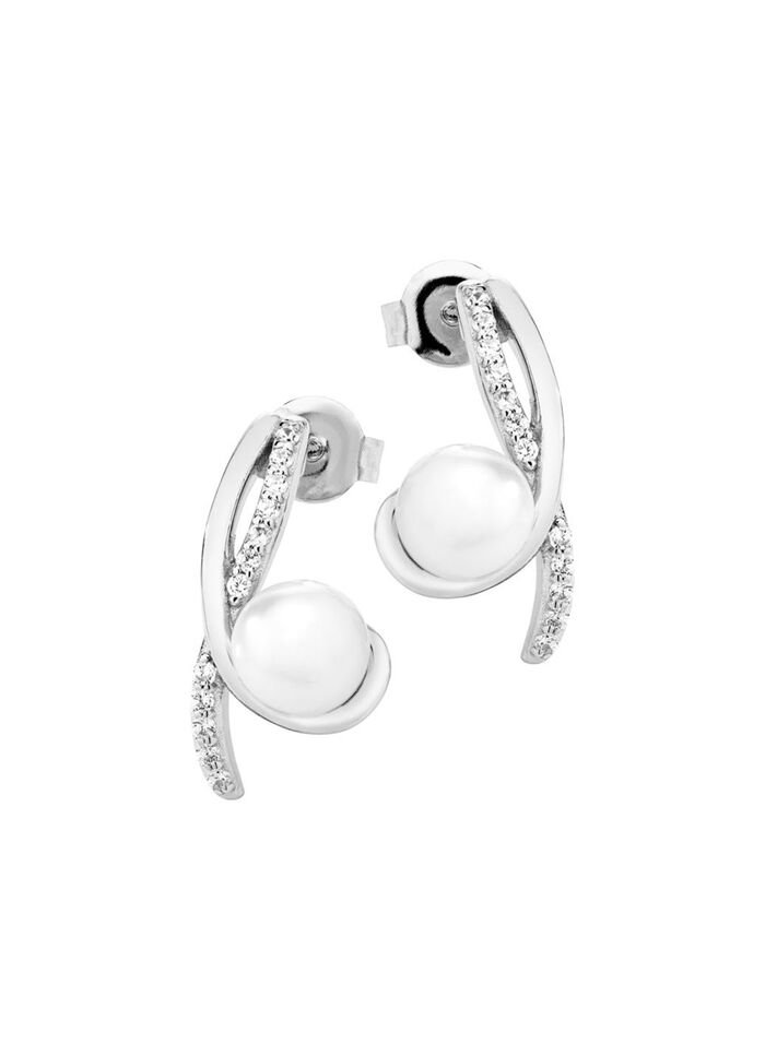 Ohrstecker mit S&uuml;sswasser-Zuchtperlen und synth. Zirkonia 