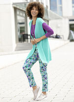 Hose in Kn&ouml;chell&auml;nge mit farbbrillantem Druck GR&Uuml;N-BLEU-BEIGE