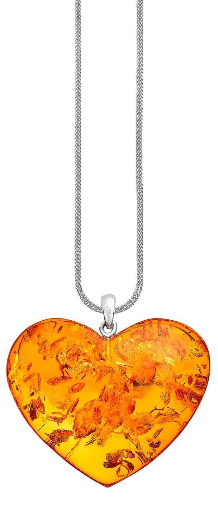Grosser Herz-Anh&auml;nger mit echt Bernstein 