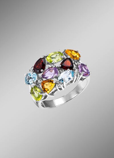 Eleganz in Silber: Damenring mit Edelsteinen 