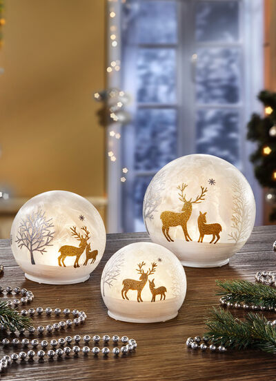 LED-Kugeln aus Glas, 3er-Set 