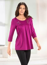 Longshirt mit Zierpl&auml;ttchen in 3 Farben FUCHSIA