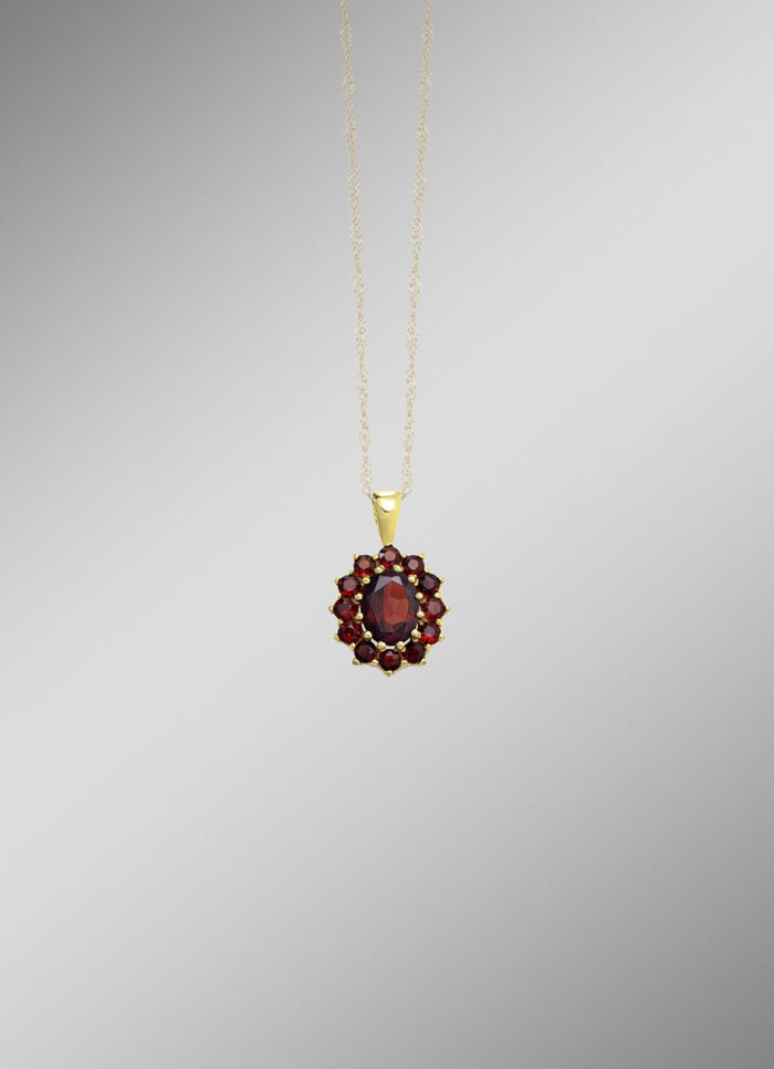 Blütenförmiger Anhänger mit Granat  