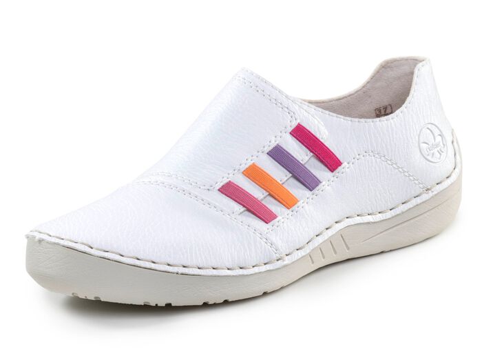 Rieker, klassische Damen-Slipper, mit Gummizug WEISS