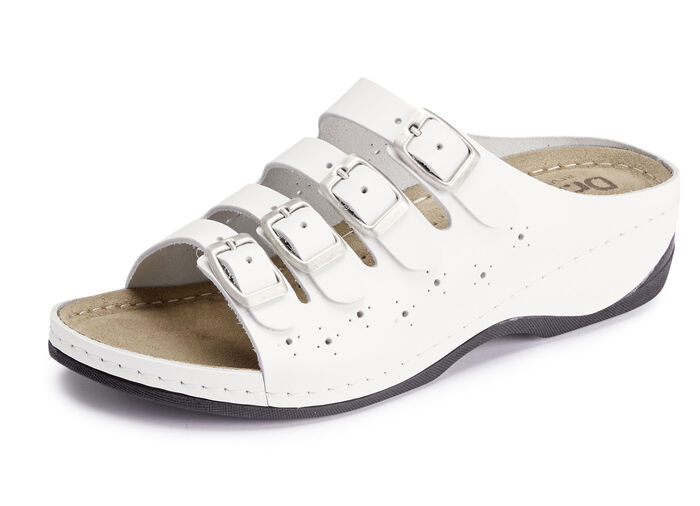 ELENA EDEN Pantolette aus teilweise perforiertem Nappaleder WEISS