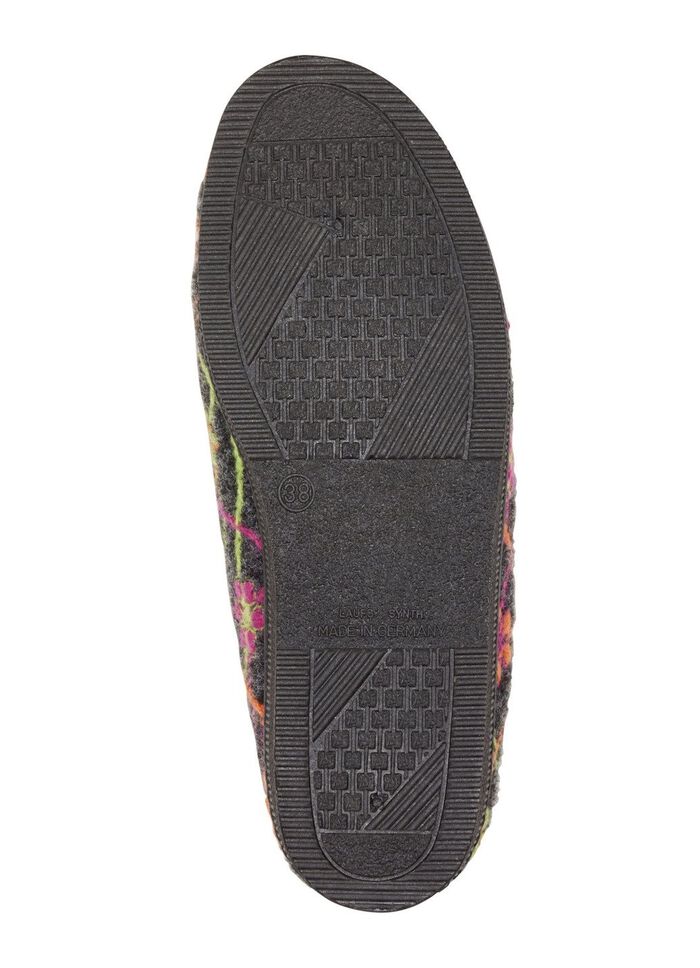 Klett-Hausschuh mit bunter Bl&uuml;ten-Stickerei ANTHRAZIT-BUNT