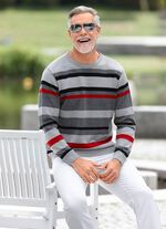 Modischer Rundhalspullover in 2 Farben GRAU-SCHWARZ-ROT