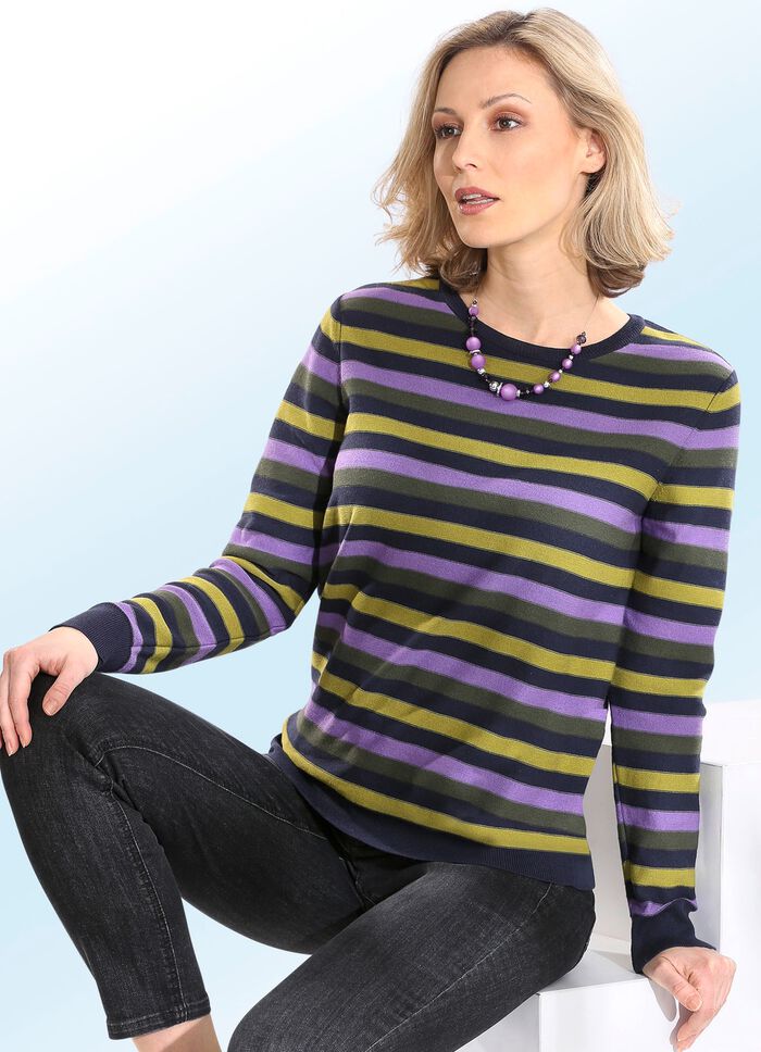 Pullover in Ringeldessin MARINE-KIWI-MULTICOLOR
