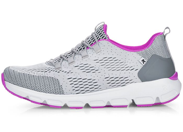 Rieker Sneaker mit elastischer Zierschn&uuml;rung GRAU-PINK