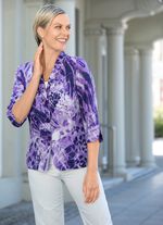 Blusenblazer mit modischem Reverskragen AUBERGINE-LILA-ECRU-BUNT