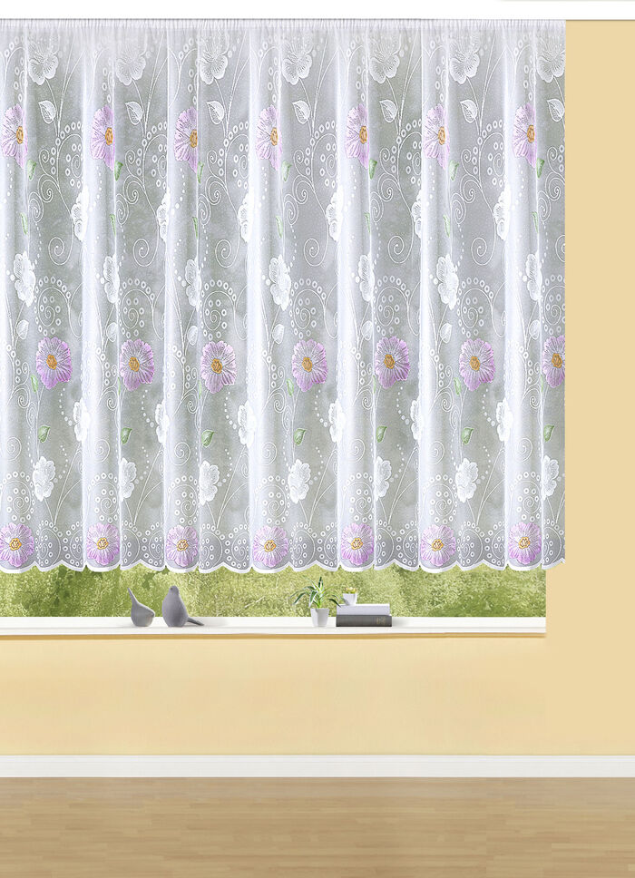 Blumenfenster-Vorhang mit Universalschienenband FLIEDER