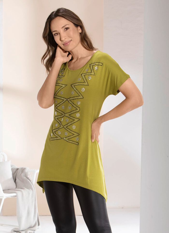 Longshirt mit &uuml;berschnittener Schulterpartie PISTAZIE