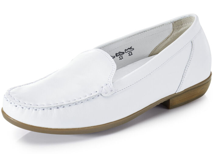 Waldläufer Mokassin-Slipper aus edlem Rind-Nappaleder WEISS