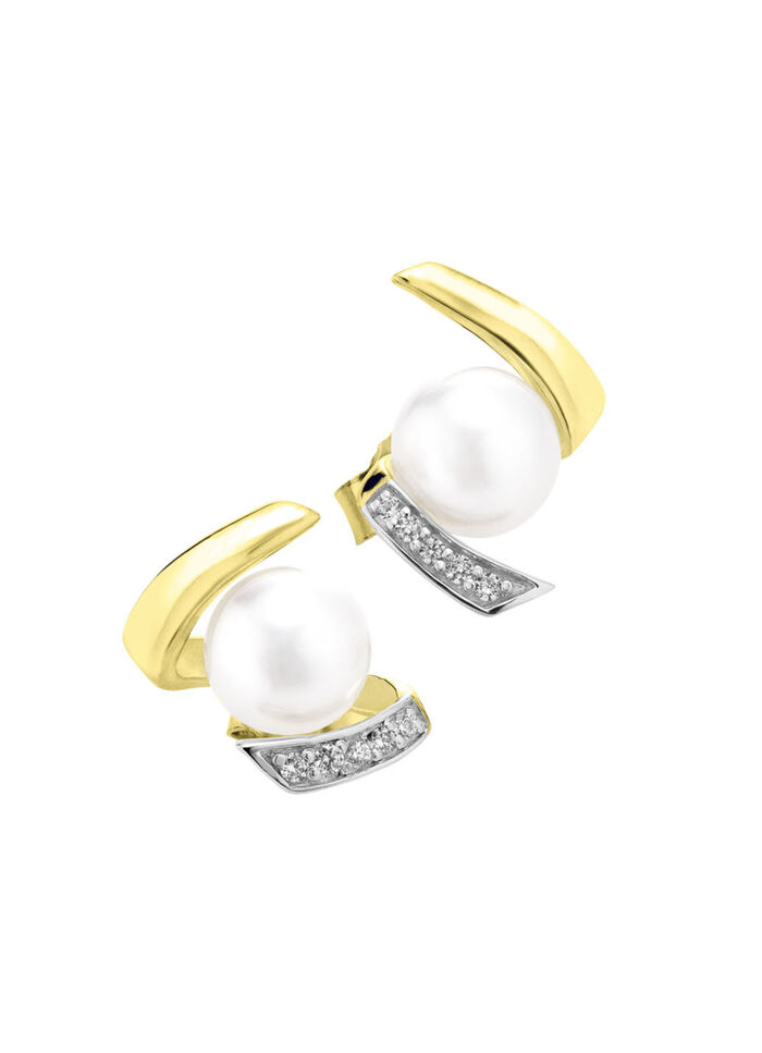 Ohrstecker mit S&uuml;sswasser-Zuchtperlen und synth. Zirkonia 