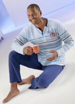 Pyjama mit Knopfleiste und Ringeldessin 