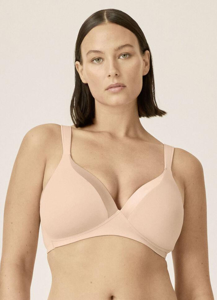  Naturana BH mit Satinblende am Décolleté PUDER