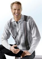 Faszinierender Polopullover mit kurzem Reissverschluss SILBERGRAU MELIERT